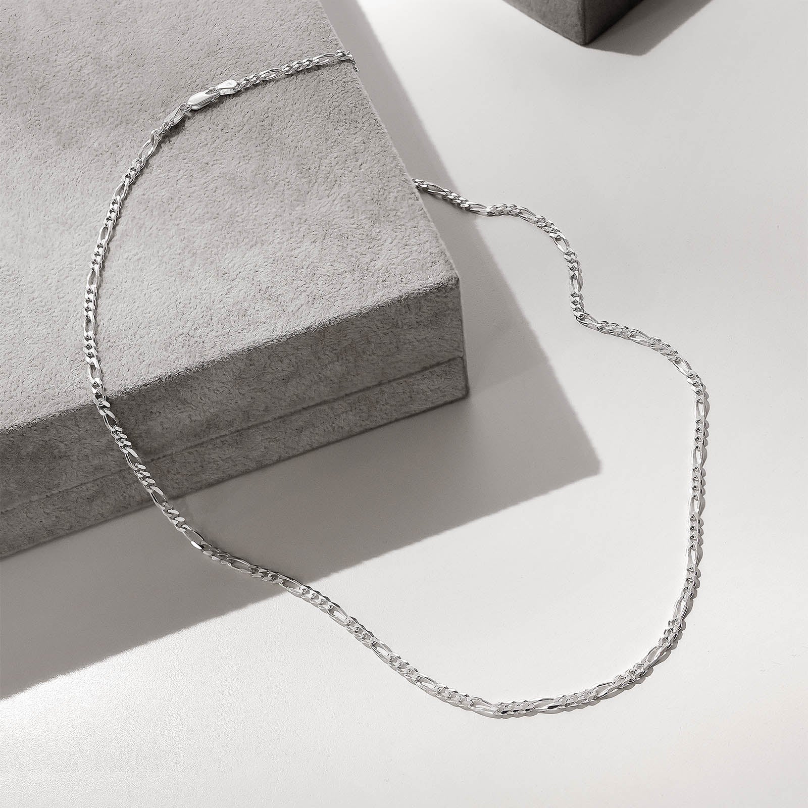 925 Sterling Silver Slim Figaro Chain Necklace for Men - Tweov Jewels