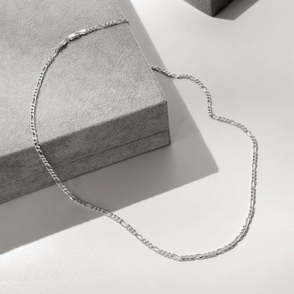 925 Sterling Silver Slim Figaro Chain Necklace for Men - Tweov Jewels