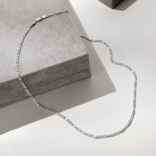 925 Sterling Silver Slim Figaro Chain Necklace for Men - Tweov Jewels