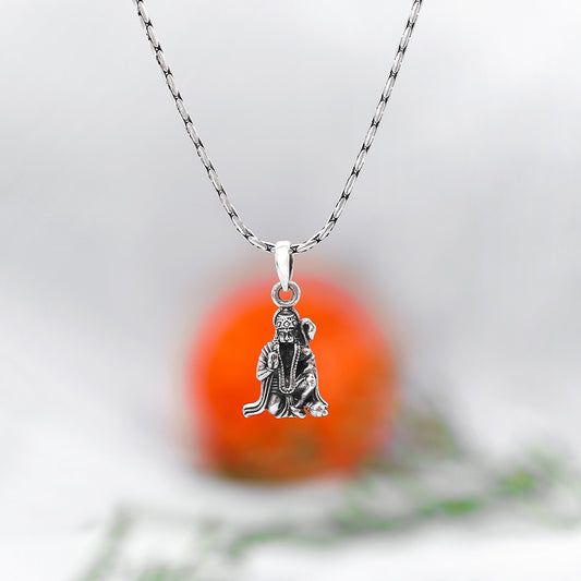 Pure Silver Pendant - Blessed With Lord Bajrang Bali Charm - Tweov Jewels