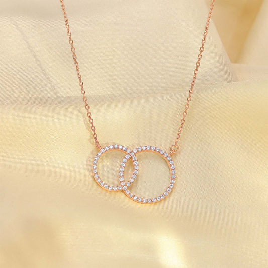 Pure Silver Pendant - Rose Gold Plated With CZ Stone Rings - Tweov Jewels