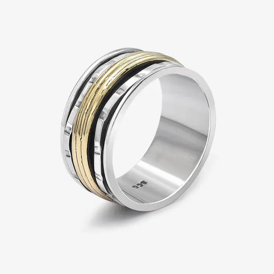 Two Tone Silver Band Ring