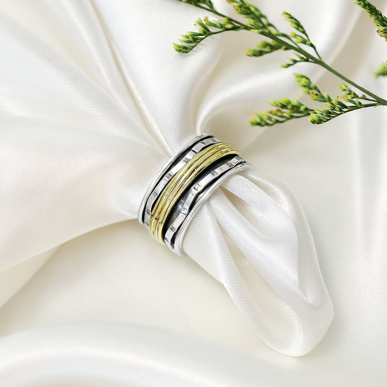 Pure Silver Ring - Two-Toned Sterling Band - Tweov Jewels
