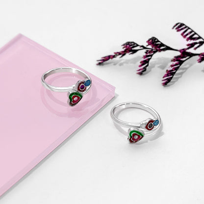 Pure Silver Toe Rings - Vibrant Multi Coloured Toe Rings - Tweov Jewels