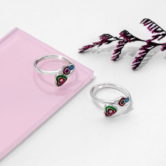 Pure Silver Toe Rings - Vibrant Multi Coloured Toe Rings - Tweov Jewels
