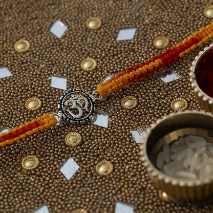 Round Om Silver Rakhi - Tweov Jewels