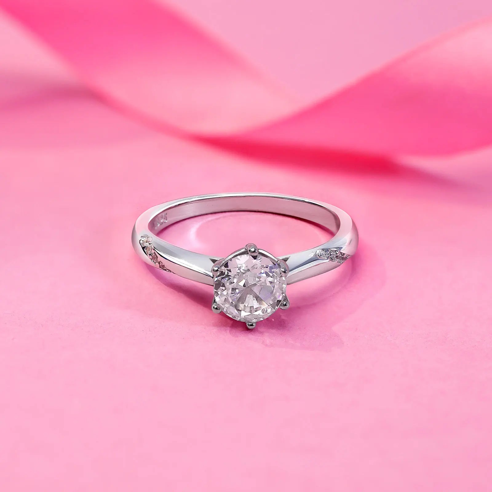 Round Solitaire Diamond Silver Ring - Tweov Jewels
