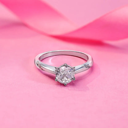 Round Solitaire Diamond Silver Ring - Tweov Jewels