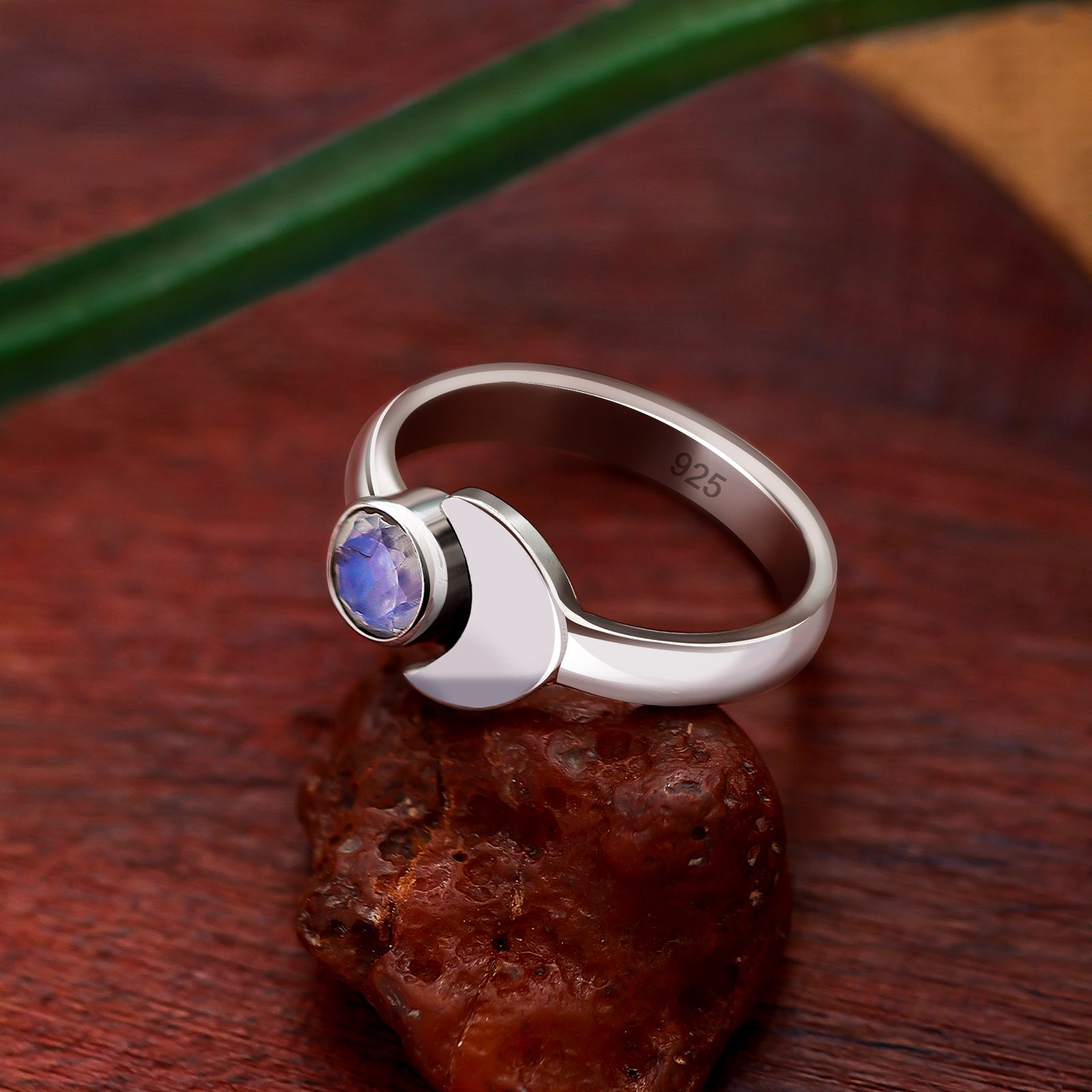 Half Blue Moon Silver Ring