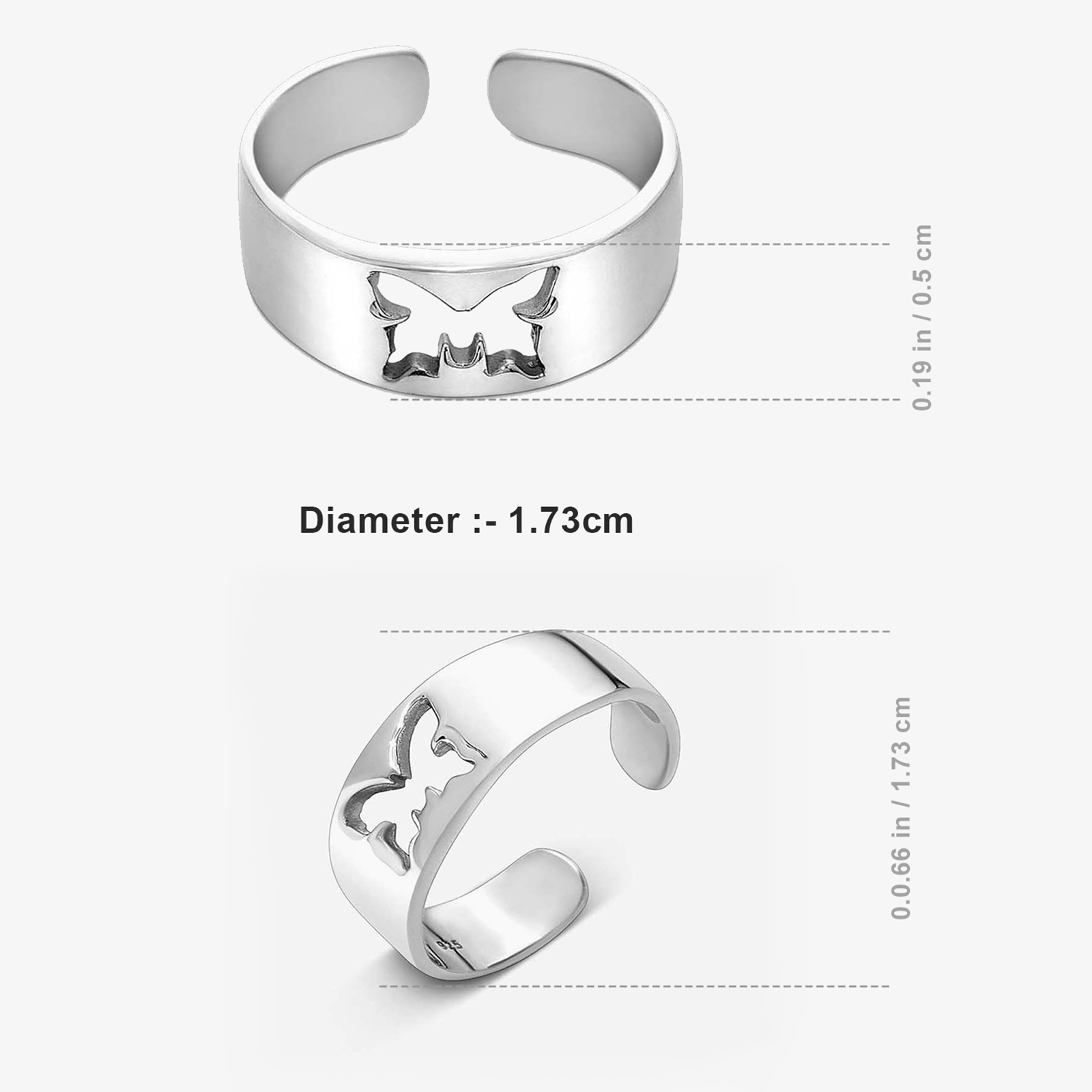 Silver Butterfly Band Ring