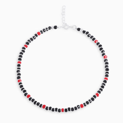 Pure Sterling Silver Spirit Red and Black Beads Silver Anklets - Tweov Jewels