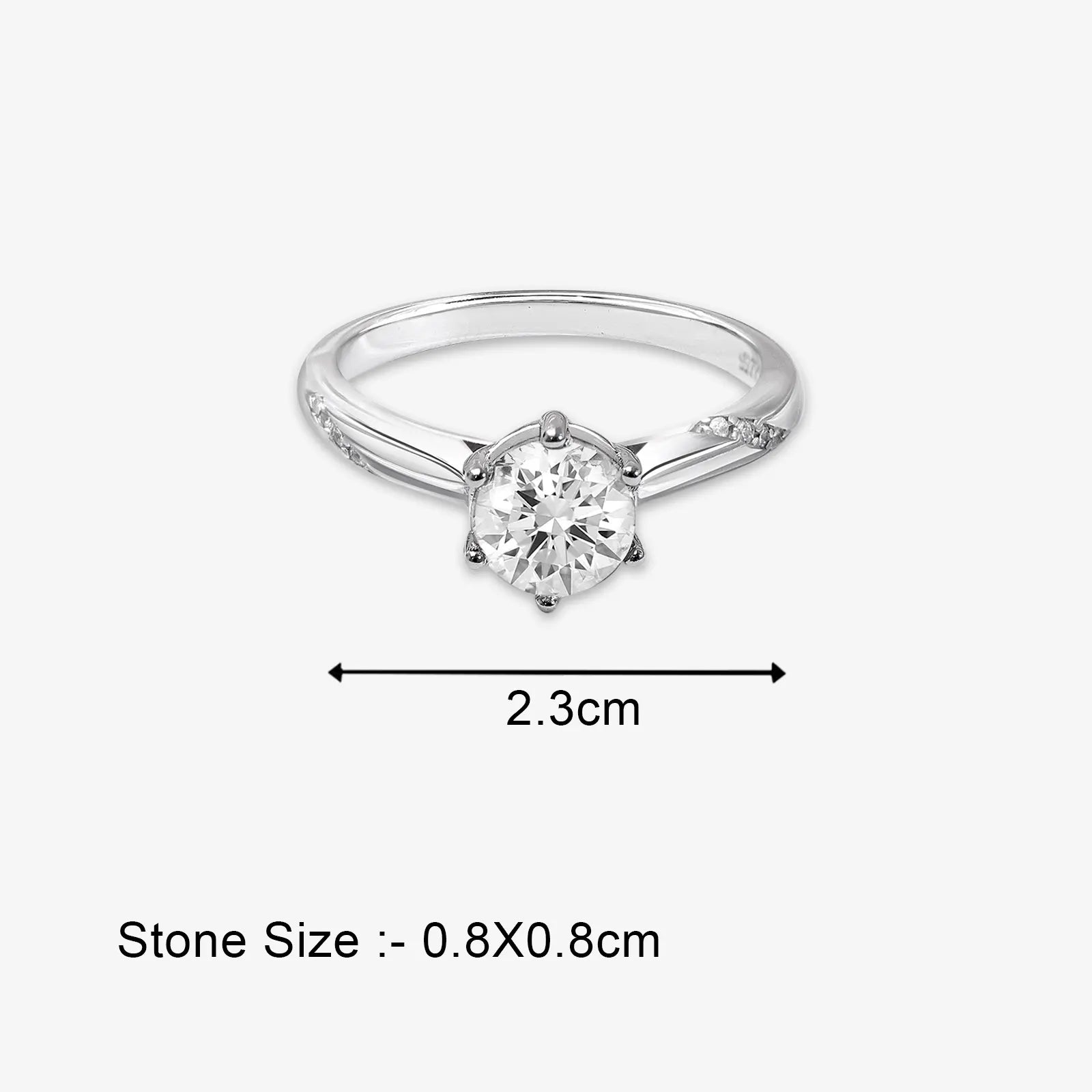 Round Solitaire Diamond Silver Ring - Tweov Jewels