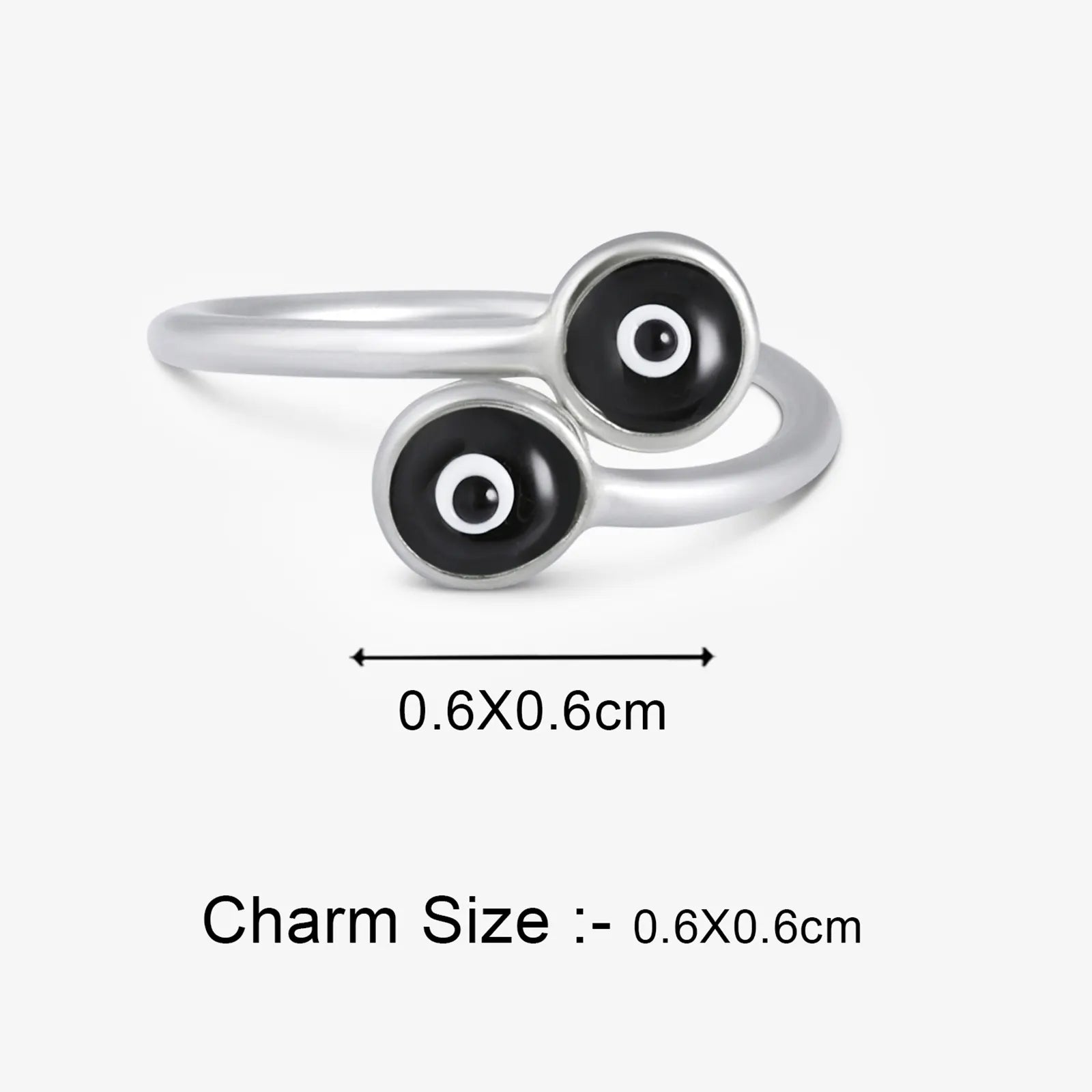 Silver Black Evil Eye Band Ring - Tweov Jewels