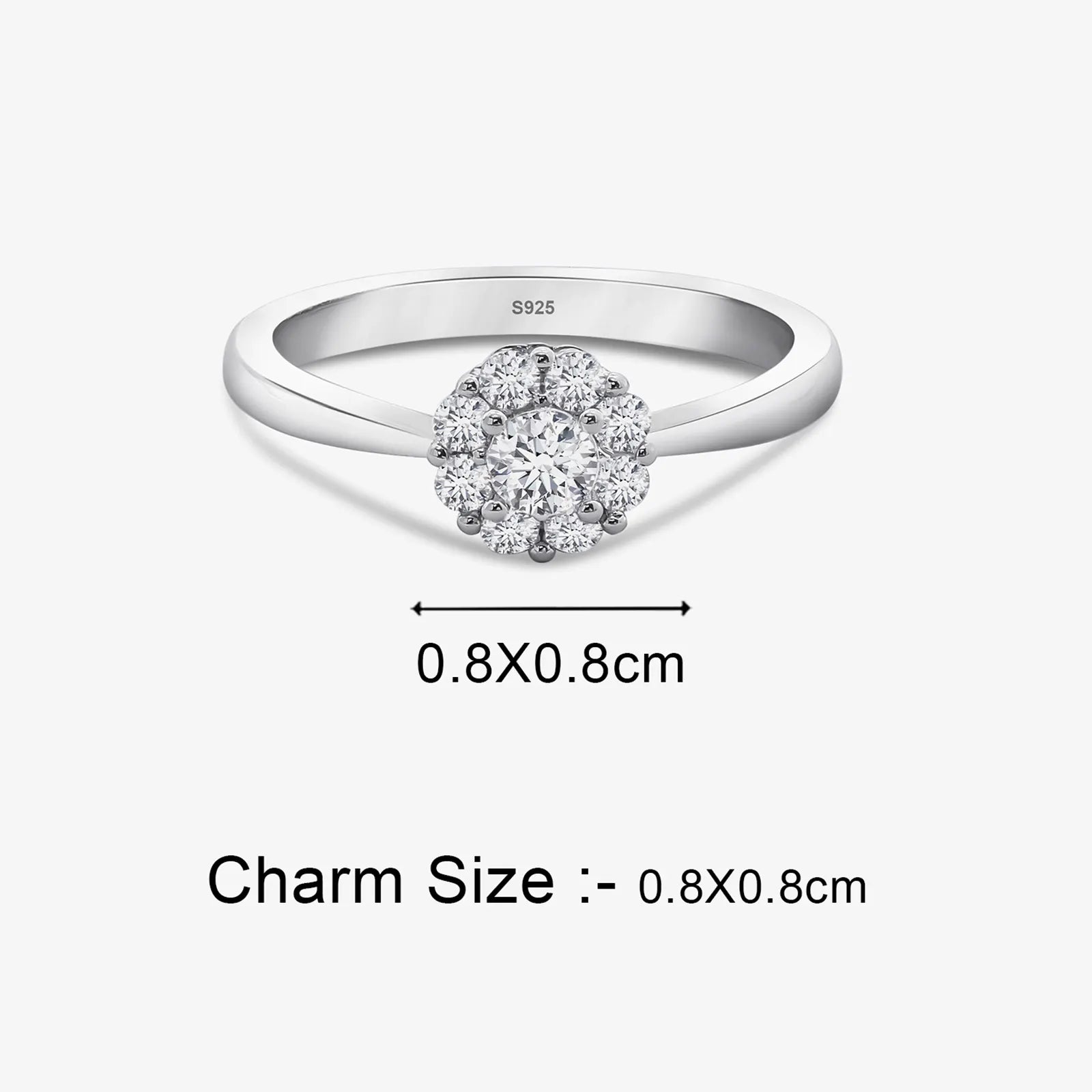 Sparkling Floral Solitaire 925 Silver Ring - Tweov Jewels