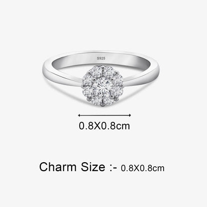 Sparkling Floral Solitaire 925 Silver Ring - Tweov Jewels