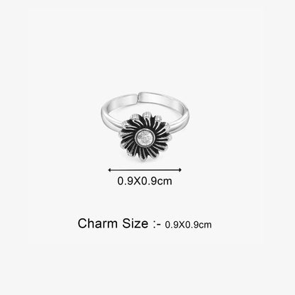 Oxidised Daisy CZ Toe Ring Set For Women – 925 Sterling Silver