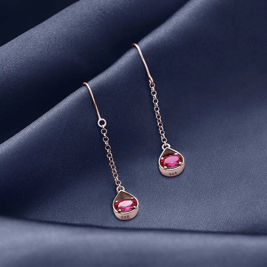 Pure Silver Earrings - Enlighted With Rose Gold Ruby - Tweov Jewels