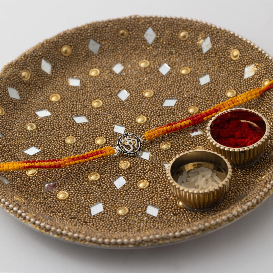 Round Om Silver Rakhi - Tweov Jewels