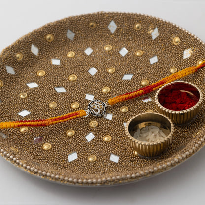 Round Om Silver Rakhi - Tweov Jewels