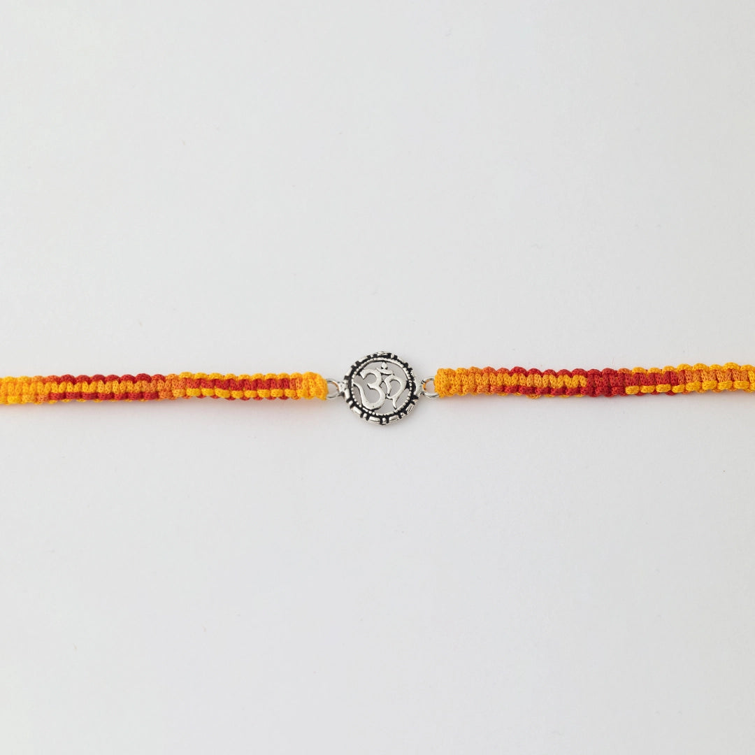Round Om Silver Rakhi - Tweov Jewels
