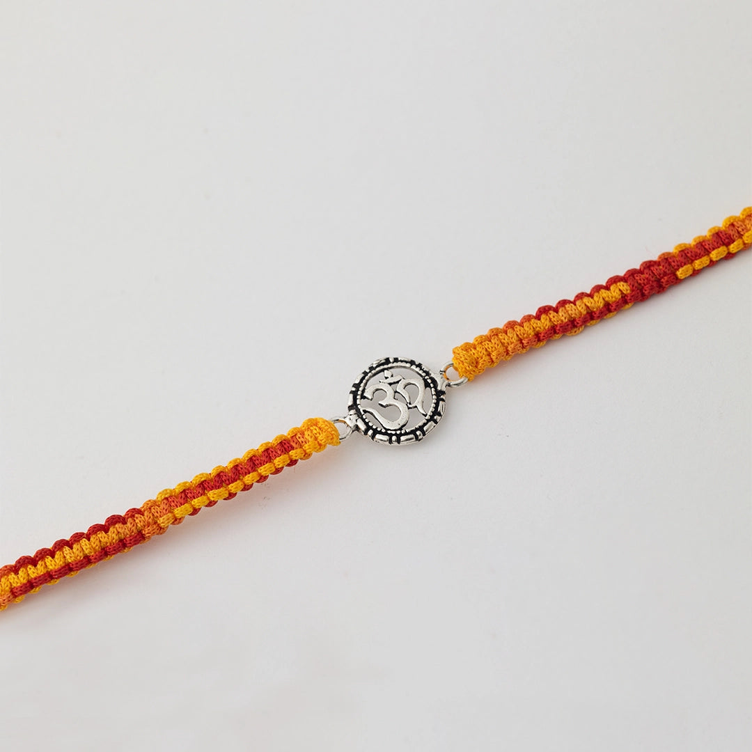 Round Om Silver Rakhi - Tweov Jewels