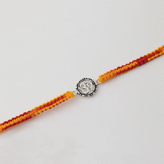 Round Om Silver Rakhi - Tweov Jewels
