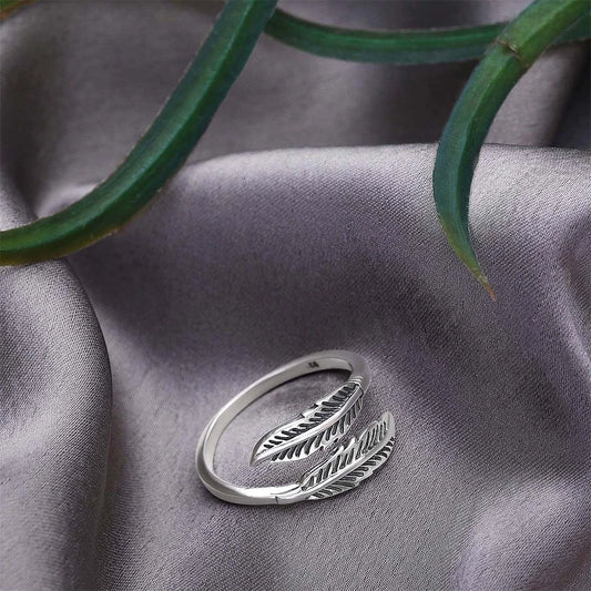 Pure Silver Ring - Woodland Whispers With Double Leaf - Tweov Jewels