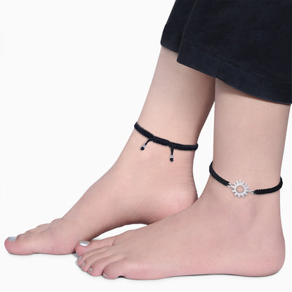 Shining Bright As Sun Black Thread Anklet - Tweov Jewels