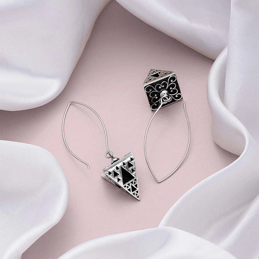 Pure Silver Earrings - Ethnic Glistening Triad - Tweov Jewels