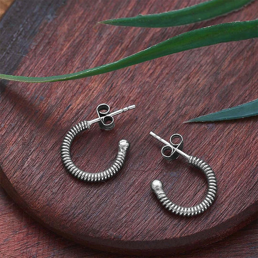 Pure Silver Earring - Spring C- Hoop Model - Tweov Jewels