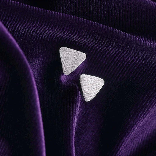 Pure Silver Earrings - Scratch Finish With Pyramid Shape - Tweov Jewels