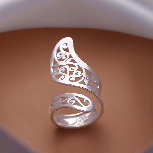 Pure 925 Silver Ring - Filigree Embossed Adjustable Fit - Tweov Jewels