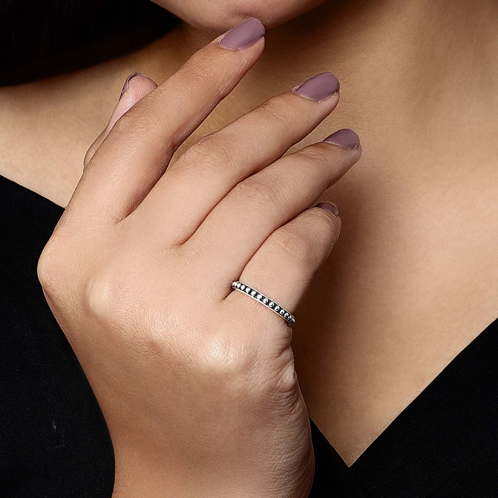 Pure Silver Ring - Made With Oxidized Mini Balls - Tweov Jewels