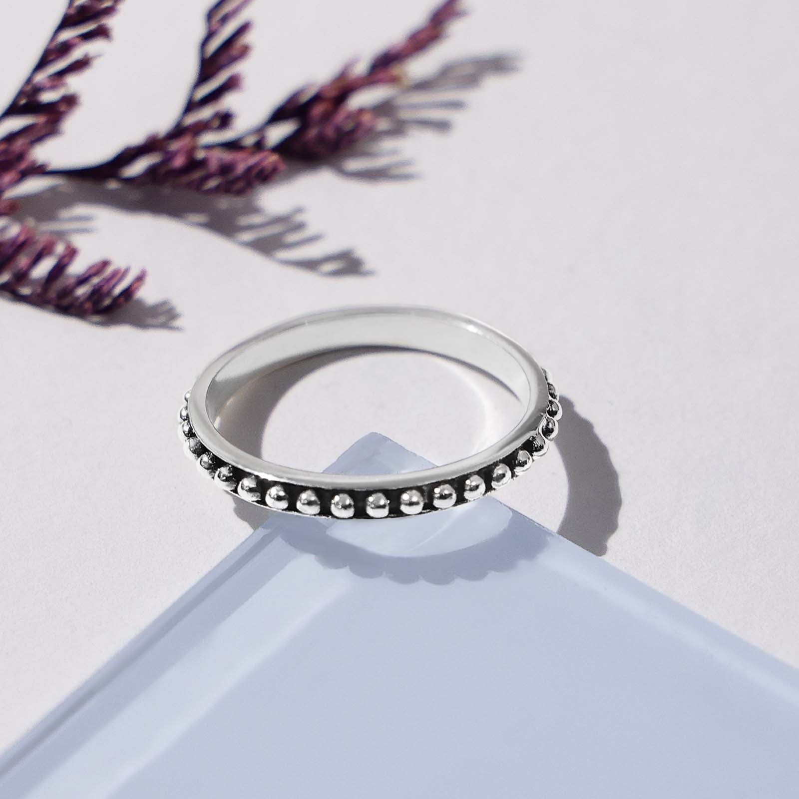 Pure Silver Ring - Made With Oxidized Mini Balls - Tweov Jewels
