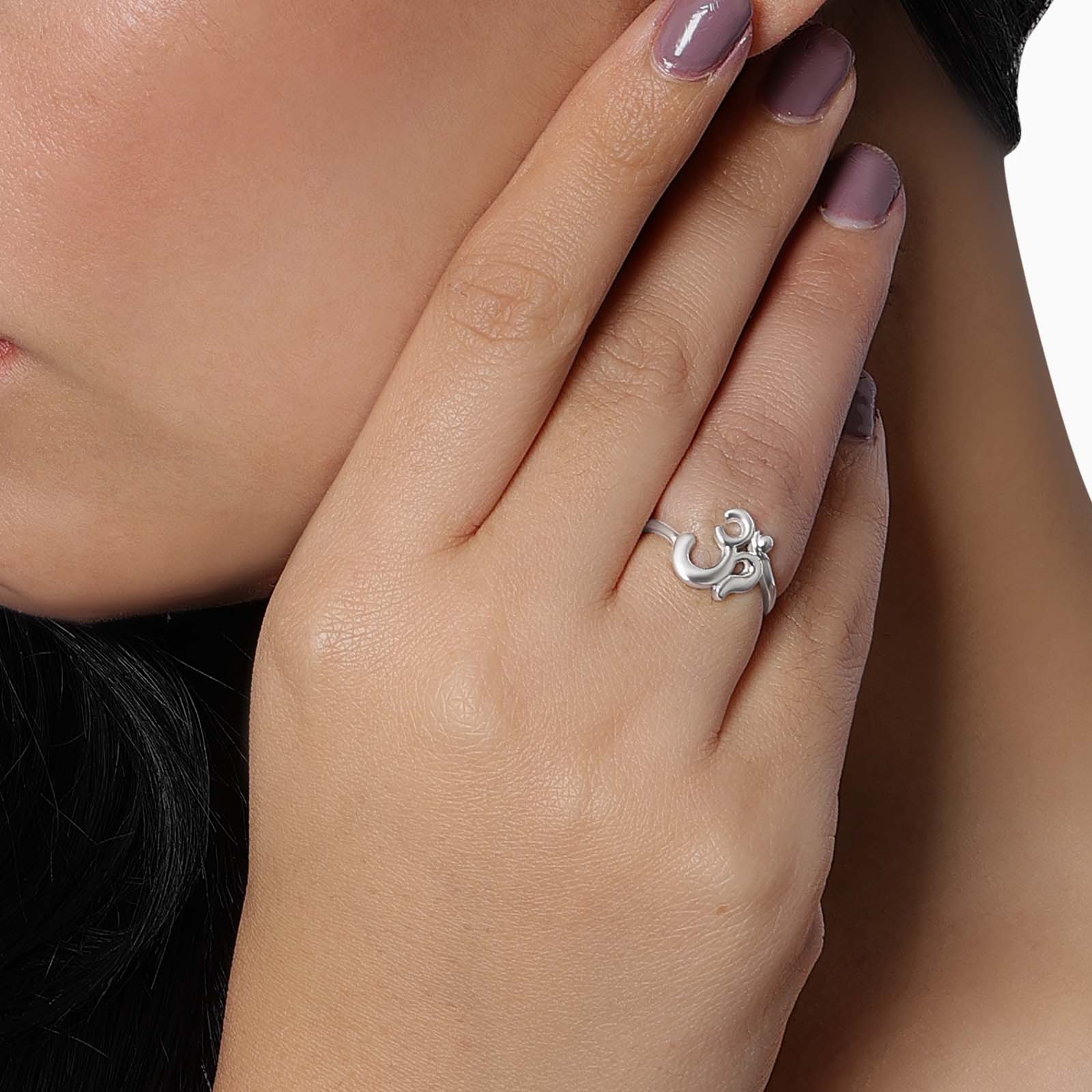 Pure Silver Ring - Polished With Divine Om Design - Tweov Jewels