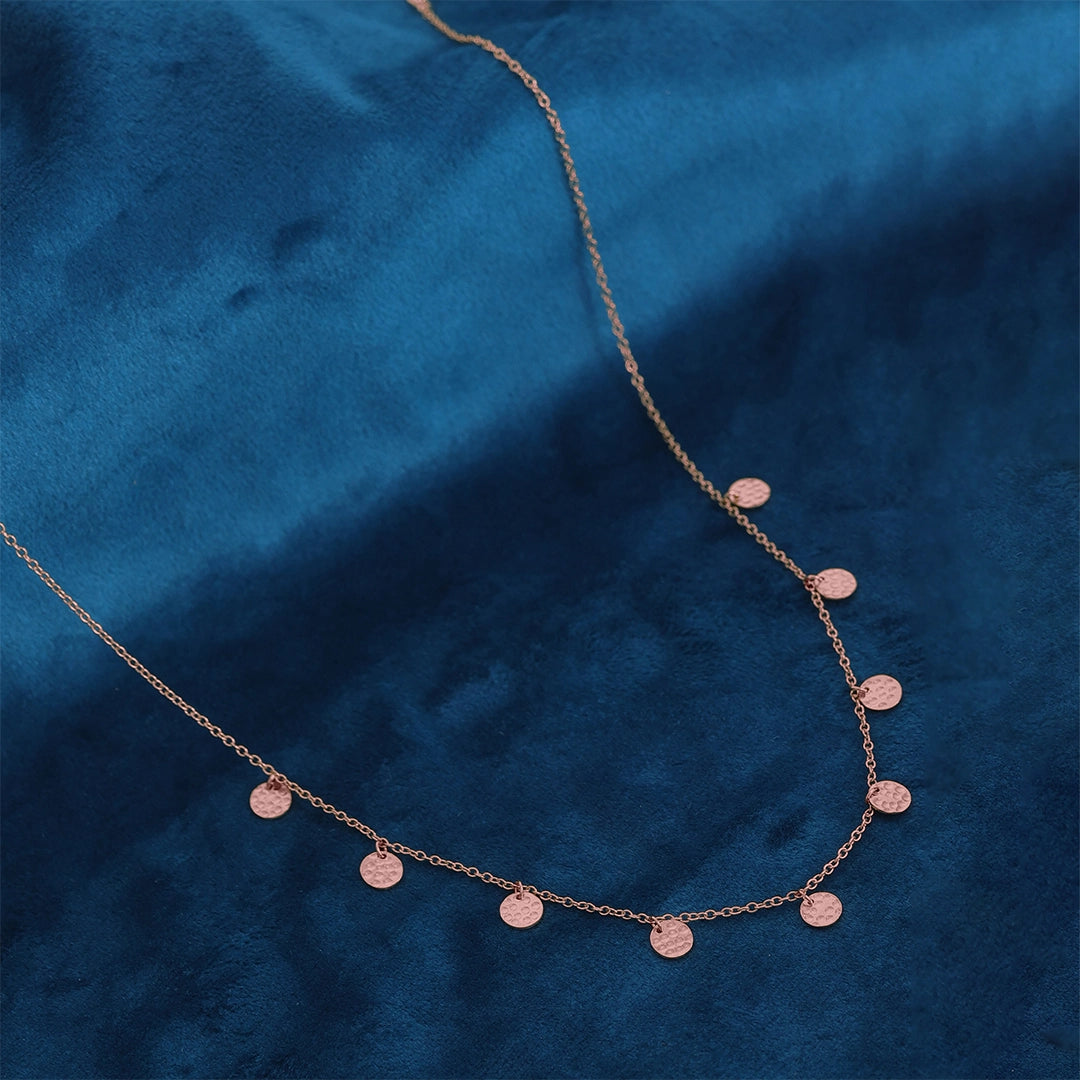 Rose Gold Plated Circular Charm Rope Chain - Tweov Jewels