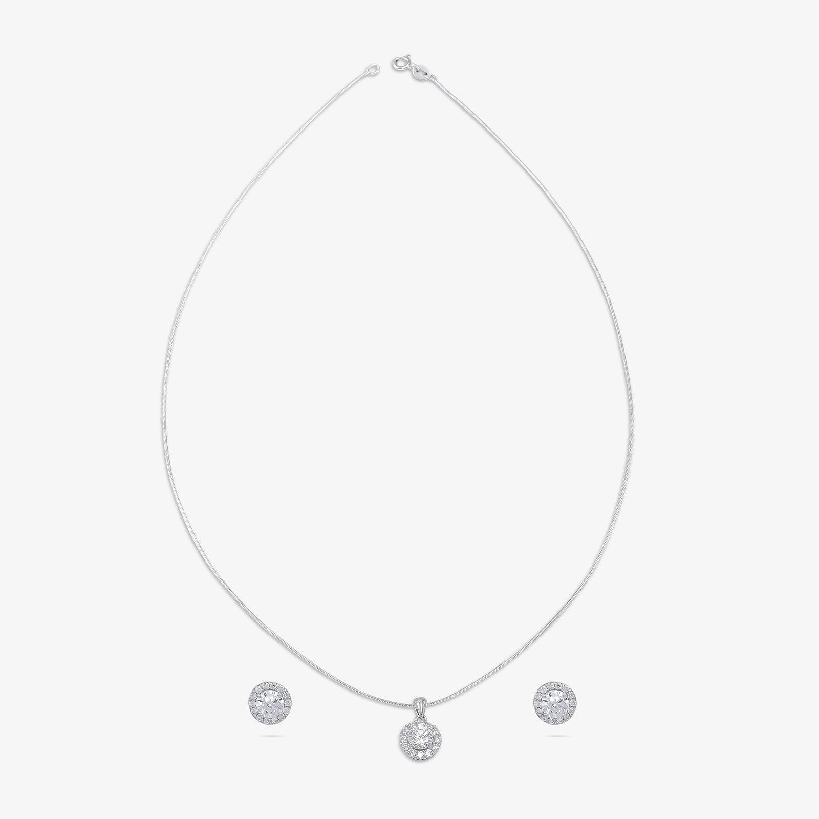 Round Floral Design Silver Pendant & Earrings Set - Tweov Jewels