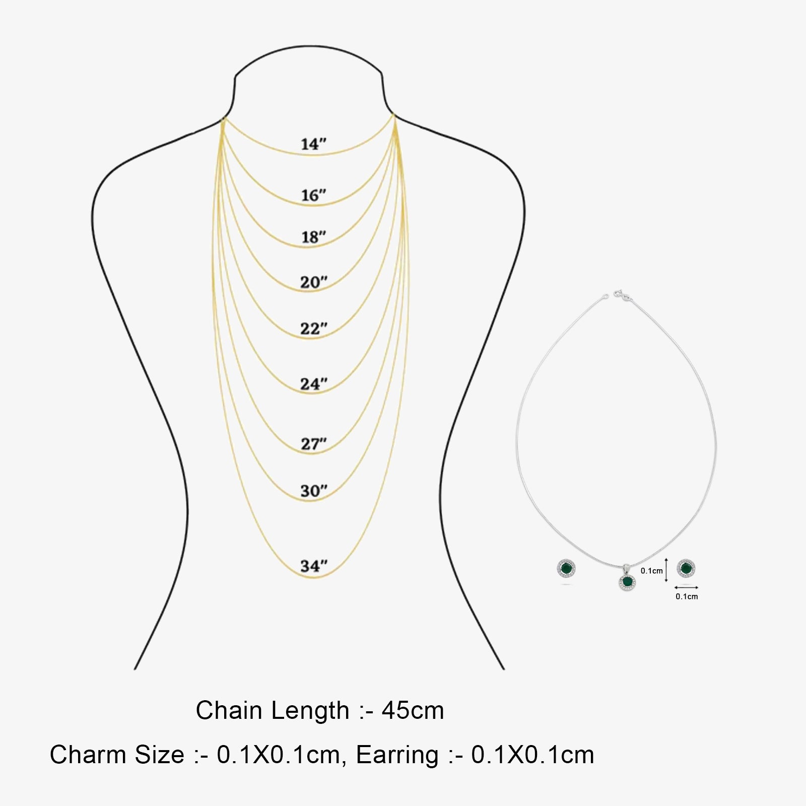 Round Cut Green Stone Silver Pendant & Earrings Set - Tweov Jewels