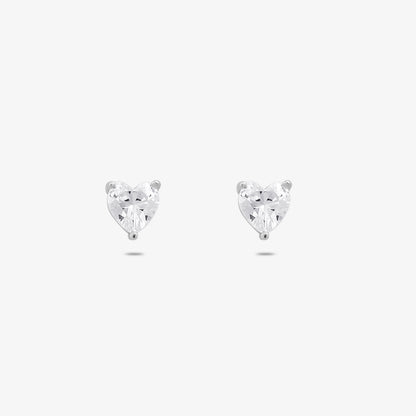 Solitaire Heart Shaped Silver Pendant & Earring Set - Tweov Jewels