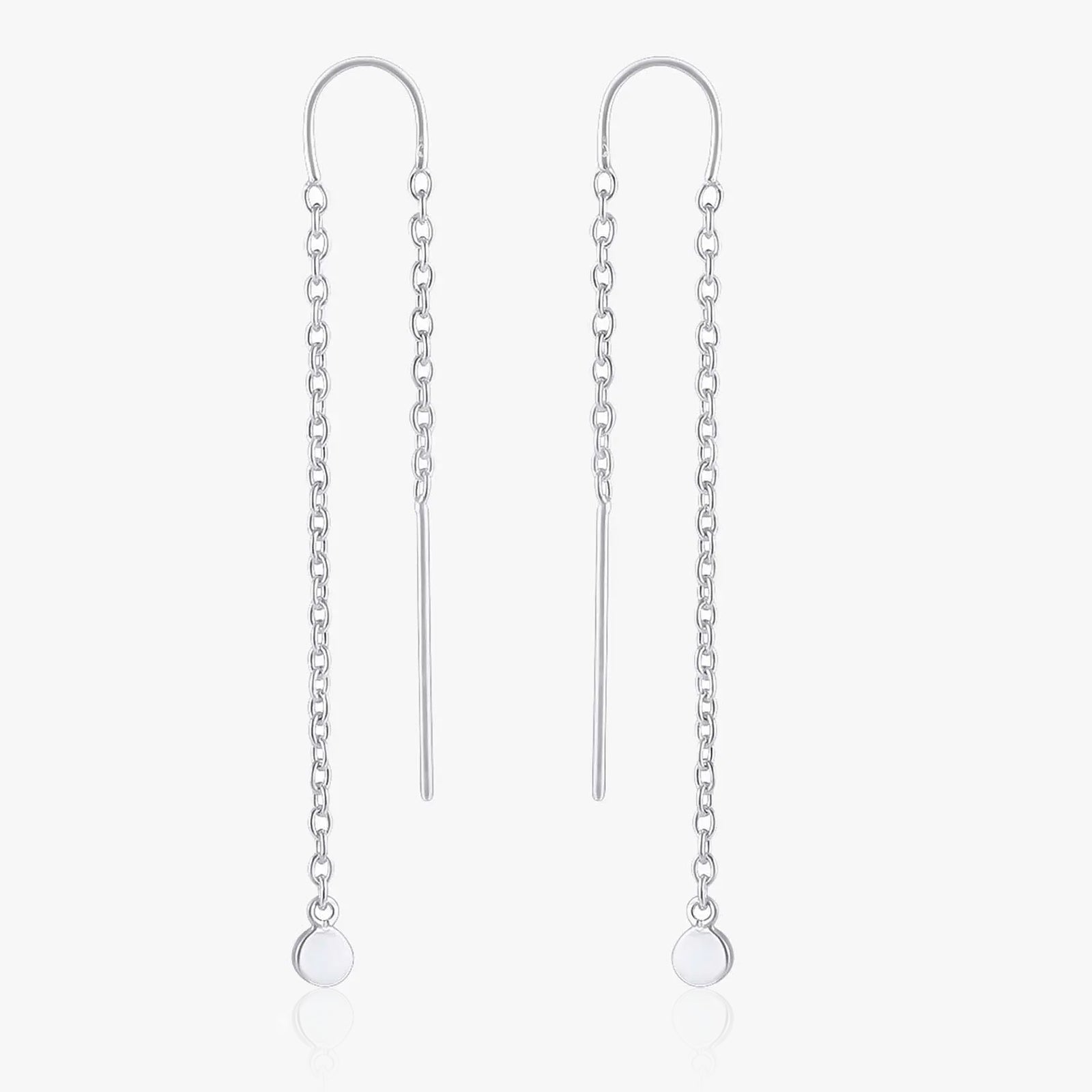 Long Threader Drop Silver Earrings