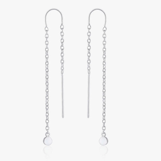 Long Threader Drop Silver Earrings
