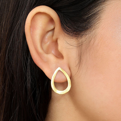 Pure Silver Earrings - Timeless Beauty Of Gold Plated Dew Drop - Tweov Jewels