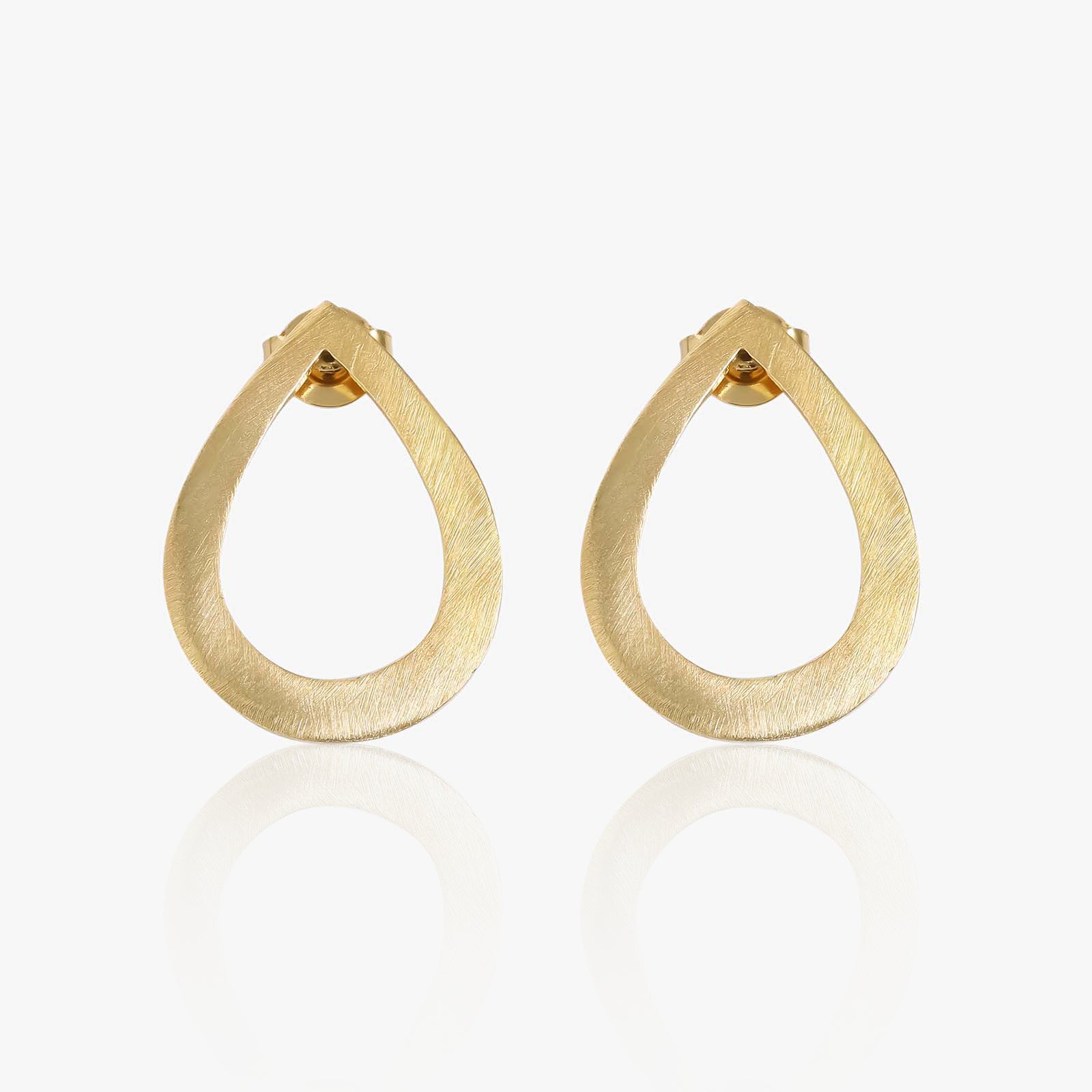 Gold-Plated Open Drop Cut Silver Stud Earrings