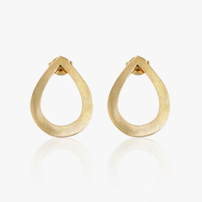 Gold-Plated Open Drop Cut Silver Stud Earrings