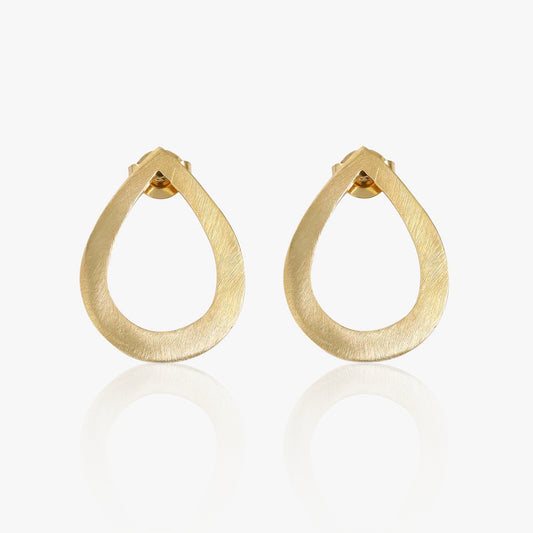 Gold-Plated Open Drop Cut Silver Stud Earrings