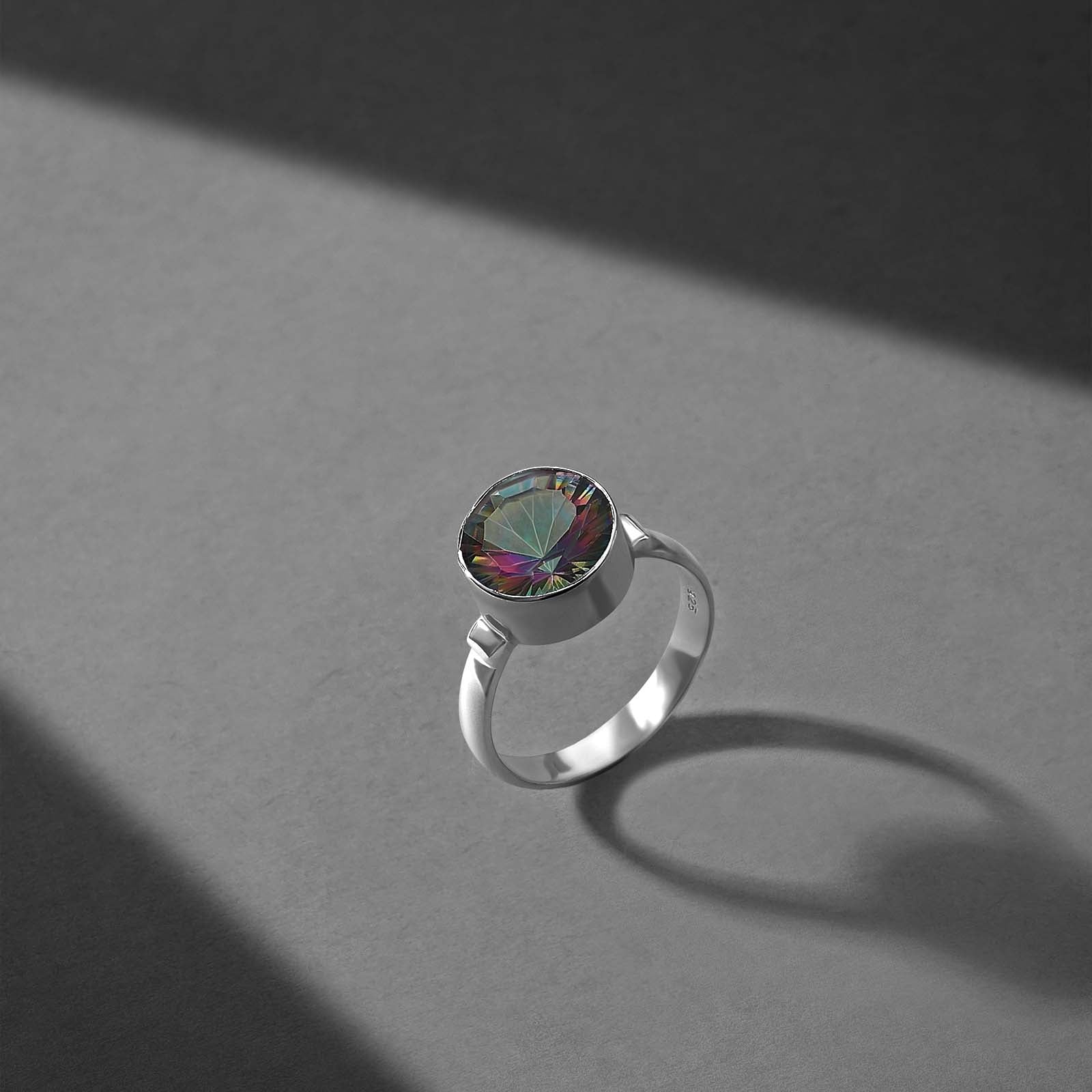 Pure Silver Ring - Rich Multihue CZ Band For Wedding - Tweov Jewels