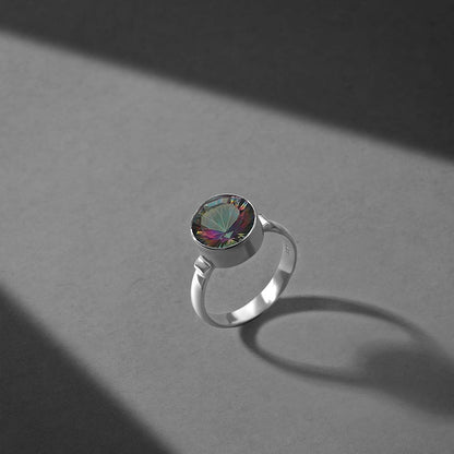 Pure Silver Ring - Rich Multihue CZ Band For Wedding - Tweov Jewels