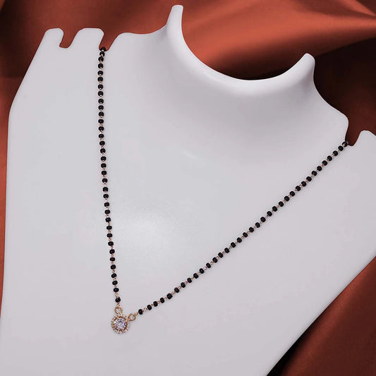 Pure 925 Sterling Silver Round Solitaire Cz Mangalsutra - Tweov Jewels