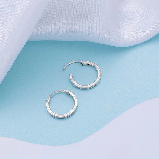 Pure Silver Earrings - Shiny Sphere Hoop - Tweov Jewels