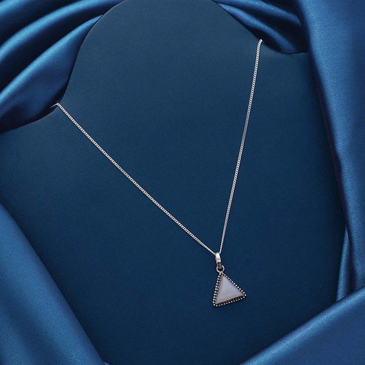 925 Sterling Silver Triangle Pendant with Moonstone - Tweov Jewels